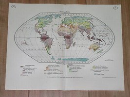 1938 Original Vintage Map Of The World / Climatic Chart Weather Meteorology - £12.07 GBP