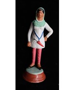 Vtg Hand Painted Indian Clay Krishnanagar Look Unsigned Woman w/ Knife F... - $274.89 MXN