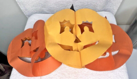 Antique Halloween JOL Pumpkin Garland 2 Tone Orange Crepe Tissue Paper - $32.18