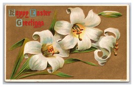 Happy Easter Floral Greetings Gilt Embossed DB Postcard H29 - $2.92