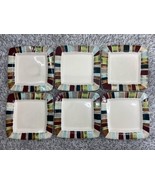 Lot of 6 Tabletops JENTRY 11&quot; Square Dinner Plates Handcrafted Hand Painted - $96.76 CAD