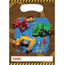 Under Construction Loot Bags 8 Pack Plastic 12&quot; x 7&quot; Boy Truck Party Fav... - £13.28 GBP