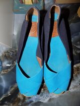 Tory Burch Filipa Espadrille Canvas Peep Toe Wedge Sandal Size 10B Two T... - $90.00