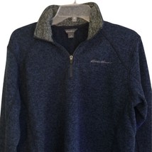 Eddie Bauer Quarter Zip Sweater Womens Size M Navy Heathered Pullover Ou... - $19.99