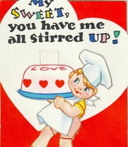 Cute Boy Chef W/ a Big Cake Vintage Valentine Card - £4.74 GBP