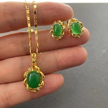 24k GoldPlated Emerald Necklace  Earring Set for Engagement - $39.95+