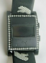 Puma 910052 Ladies Black w Shiny Crystal Black Leather Watch Wrist - £20.73 GBP