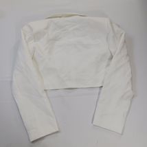 White Fox Women's White Open Front Cropped Blazer Jacket Size Medium image 2