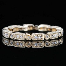 1.50 TCW Moissanite Donna Eternity Fede Nuziale 14K Placcato Oro Giallo ... - $145.88