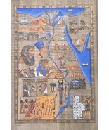 Framed Egyptian Map, Landmarks, &amp; Ancient Cities on Papyrus Art Signed P... - $5,508.11 MXN