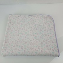 Baby Essentials Purple White Aqua Scribble Curlicue Heart Plush Sherpa Blanket - £39.65 GBP