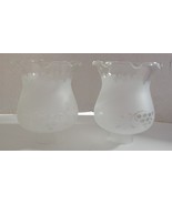 2 Vtg (1 Pair) Frosted &amp; Clear Etched Glass Chandelier Sconce Lamp Light... - $26.37 CAD
