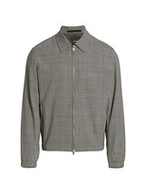 Theory Men&#39;s Zerega Sartorial Plaid Wool Blend Full Zip Jacket Charcoal-... - £149.50 GBP