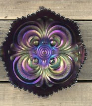 Imperial SCROLL EMBOSSED Bowl Electric  Purple Intense Color c1910 Plain... - $39.95