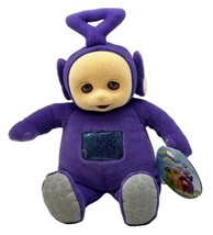 Eden Teletubbies Tinky Winky Purple Plush Flocked Faced 7 inch 1998 Tags... - $18.69