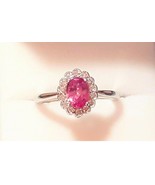 Pink Sapphire and Diamonds in Vintage Style Platinum Ring Setting (PRICE... - $1,230.60