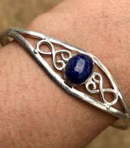 Handmade Cuff Bangle Jewelry German Silver, Natural Lapis Lazuli Gemstone 2 - £13.13 GBP