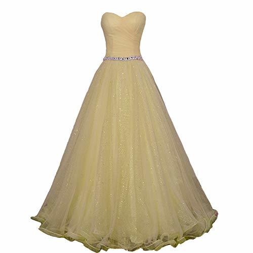 Sweetheart Simple Pleats Beaded Tulle Long Evening Prom Dresses Champagne US 2
