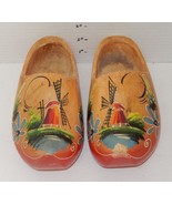 Vintage Holland Wooden Clogs Shoes Hand Painted Windmill Scene Souvenir - $41.56 CAD