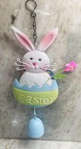 happy easter dusty pink metal bunny bell wall hanging decor. ShipN24Hours - £10.67 GBP