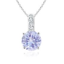 ANGARA 0.52Ct Natural Tanzanite Pendant Necklace With Diamond in Sterlin... - $351.82+