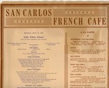 San Carlos French Cafe Menu Phoenix Arizona 1938 Max Vanderbilt Haunted ... - $87.12