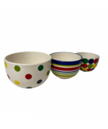 Polka Dots And Stripes Nesting Serving Bowls By Boston Warehouse Set Of ... - £15.18 GBP