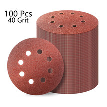 5In Sanding Discs 100Pcs 40 Grit Hook Loop 8-Hole Sandpaper Orbital Sand... - $37.99