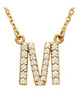 Unisex 14K Yellow Gold 1/6 CTW White Diamond Initial M Pendant Necklace - $721.00