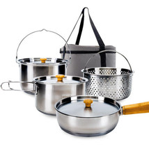 KingCamp Camping Cookware Set 304 Stainless Steel Campfire Cooking Pots ... - $4,446.84 MXN