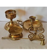 Vtg Brass Candlestick Candle Holders Mixed Lot of 5 Wedding Party Decor ... - $52.78