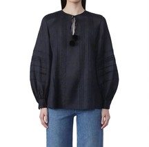 Lafayette 148 gemma cloth pom-tie pintuck blouse size L - $363.33