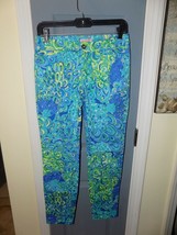 Lilly Pulitzer Kelly Ankle Pants Blue Peacock Print Size O Women&#39;s Euc - £48.82 GBP