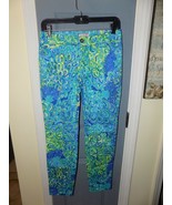 LILLY PULITZER KELLY ANKLE PANTS BLUE PEACOCK PRINT SIZE O WOMEN&#39;S EUC - $110.93 CAD