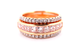 Argyle 1.78ct Natural Fancy Pink &amp; White Diamonds Engagement Ring 18K Rose Gold - £3,942.65 GBP