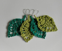 Crochet Leaf Earrings / Crochet Leaf Drops / Crochet Earrings / Handmade Earring - £8.63 GBP