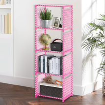 Bookshelf 5 Tier Portable Bookcase 4 Cube Storage Shelves Adjustable Sto... - $38.82
