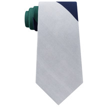 TOMMY HILFIGER Green Navy Blue Silver Gray Tri-Color Panel Silk Twill Tie - $24.99