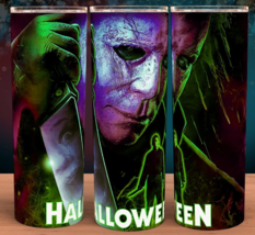 Halloween Michael Myers Horror Slasher Green Knife Reflection Cup Tumbler  20oz - £15.94 GBP