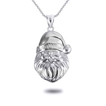 925 Sterling Silver Christmas Spirit Santa Claus Saint Nick Pendant Necklace - £19.08 GBP+