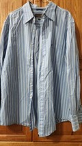 Mossimo Button Up Shirt Men&#39;s Size XXL  Long Sleeve Blue White Striped Casual - £5.37 GBP