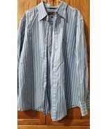 Mossimo Button Up Shirt Men&#39;s Size XXL  Long Sleeve Blue White Striped C... - $9.32 CAD