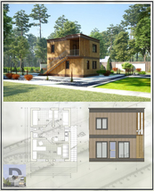 Modern 4-Frame Cabin Architectural Plans - Custom 2KR Cottage - £35.38 GBP