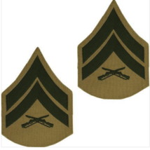 USMC Marine Corps Chevrons Green on Khaki E-4 Corporal FEMALE PAIR - £6.46 GBP