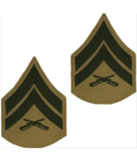 USMC Marine Corps Chevrons Green on Khaki E-4 Corporal FEMALE PAIR - $11.29 CAD