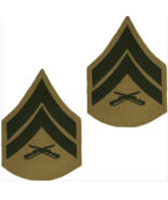 USMC Marine Corps Chevrons Green on Khaki E-4 Corporal FEMALE PAIR - £6.50 GBP