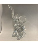 Daum Clear Crystal  Art Glass Elephant Sculpture Paperweight 10” Height ... - $215.29 CAD