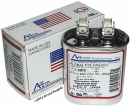 Lennox 22W79-7.5 uf MFD 370/440 Volt VAC AmRad Oval Run Capacitor, Made ... - $15.63