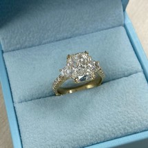 3 Stone 3.31 CT Radiant Cut Lab Grown Diamond Engagement Ring 14k Gold 4.54 TCW - £3,055.84 GBP
