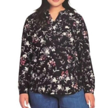 HILARY Radley Womens V Neck Long Sleeve Shirt Blouse Navy Floral - $14.84
